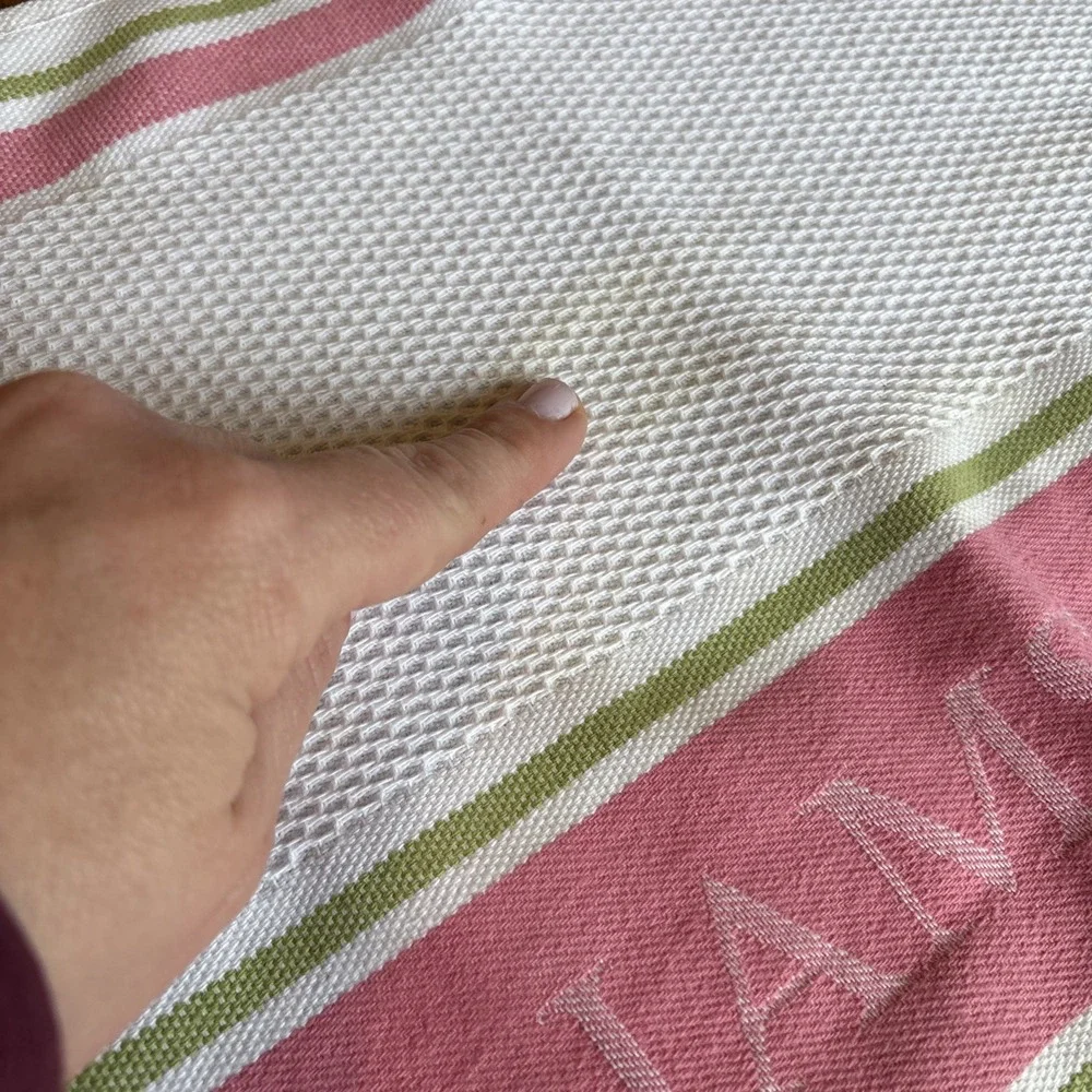 Williams-Sonoma Green, White Pink WAFFLE 100% TURKISH Cotton‎ Dish Cloth 18x26